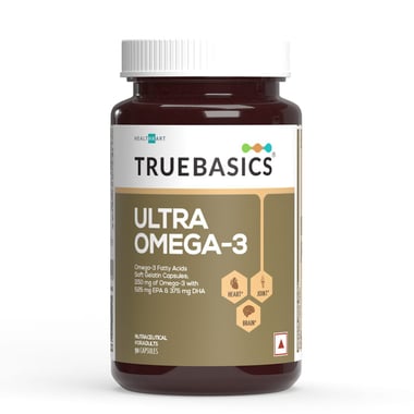 TrueBasics Ultra Omega-3 Fatty Acids (EPA 525mg & DHA 375mg), 90 capsules