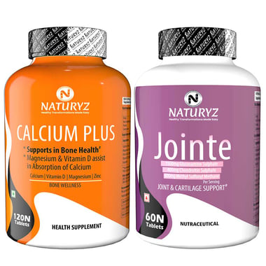 Naturyz Calcium Plus 120 Tablets & Jointe 60 Tablets Combo, 2 Piece(s)/Pack Unflavoured