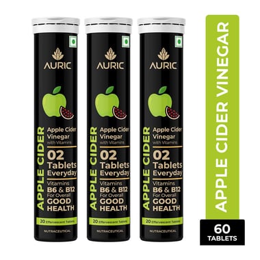 Auric Apple Cider Vinegar with Vitamins, 60 tablet(s) Green Apple