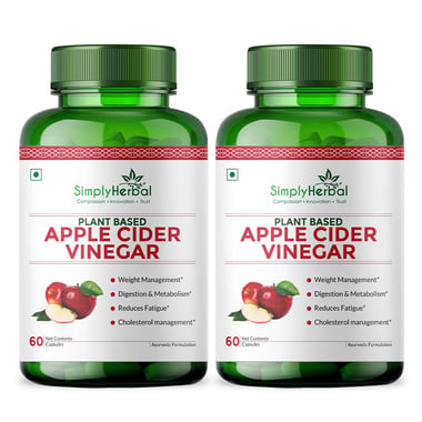 Simply Herbal Apple Cider Vinegar,  60 capsules  Unflavoured (Pack of 2) 