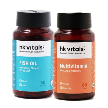 HealthKart Fish Oil 60 Softgels with Multivitamin 60 vegetarian tablets,  2 Piece(s)/Pack 
