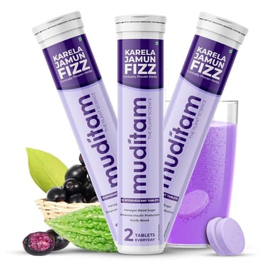 Muditam Karela Jamun Fizz, Unflavoured (Pack of 3) 20 tablet(s)
