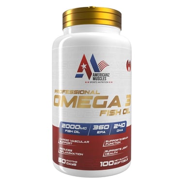 Americanz Muscles Professional Omega 3 Fish Oil,  100 softgels 