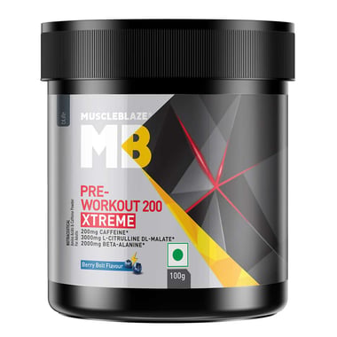 MuscleBlaze PRE Workout 200 Xtreme,  0.22 lb  Berry Bolt 