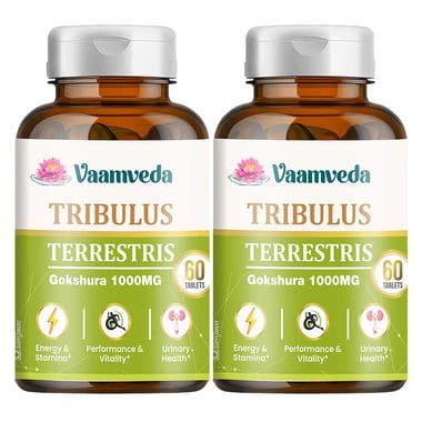 Vaamveda Tribulus Terrestris Gokshura 1000mg, 60 tablet(s) Unflavoured (Pack of 2)