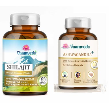 Vaamveda Shilajit 60 Capsules & Ashwagandha+ 60 Tablets Combo,  2 Piece(s)/Pack 