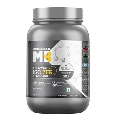 MuscleBlaze Biozyme Iso-Zero, 2.2 lb Low Carb Unflavoured