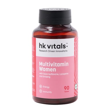 HealthKart HK Vitals Multivitamin Women with Ginseng, Ginkgo Biloba, Soya-Isoflavones & Lycopene, 90 tablet(s) Unflavoured