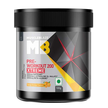 MuscleBlaze PRE Workout 200 Xtreme, 0.22 lb Tangy Orange