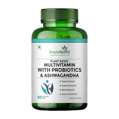 Simply Herbal Multivitamin with Probiotics & Ashwagandha, 60 tablet(s) Unflavoured