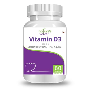 Natures Velvet Vitamin D3 (600 IU),  60 softgels  Unflavoured 