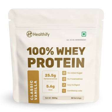 HealthifyMe 100% Whey Protein, 2.2 lb Classic Vanilla