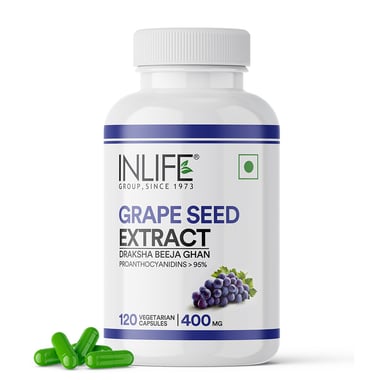 INLIFE Grape Seed Extract (400mg), 120 veggie capsule(s)