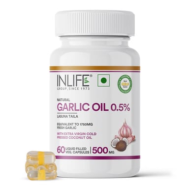 INLIFE Natural Garlic Oil 0.5% with Coconut Oil,  60 veggie capsule(s) 