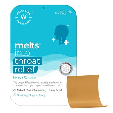 Wellbeing Nutrition Melts Throat Relief Honey+Curcumin flavour Soothing Ginger Honey, 30 Piece(s)/Pack
