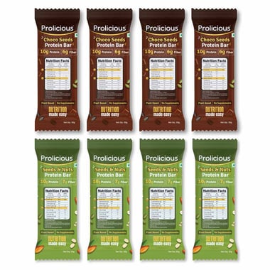 Prolicious Protein Bars Combo,  8 bar(s)  Choco Seeds + Seeds & Nuts 