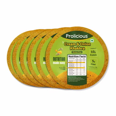 Prolicious Khakhra, Cream & Onion (Pack of 6) 170 g
