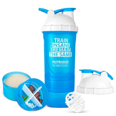 GHC 3-Compartment Shaker Bottle, Blue 600 ml