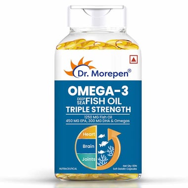 Dr. Morepen Omega-3 Deep Sea Fish Oil Triple Strength, 60 softgels
