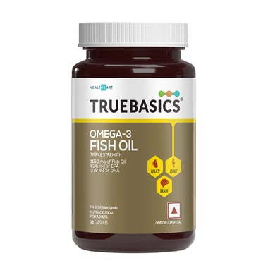TrueBasics Fish Oil with 1150mg Omega-3 525mg EPA 375mg DHA,  30 capsules 