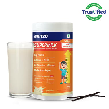 Supermilk Gritzo Growth+ for Boy 7 to 12 years,  400 g  Creamy Vanilla 