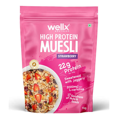 WellX High Protein Muesli, 1 kg Strawberry
