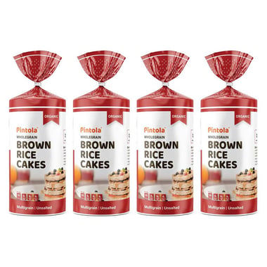 Pintola Wholegrain Brown Rice Cakes, Unsalted (Pack of 4) 130 g