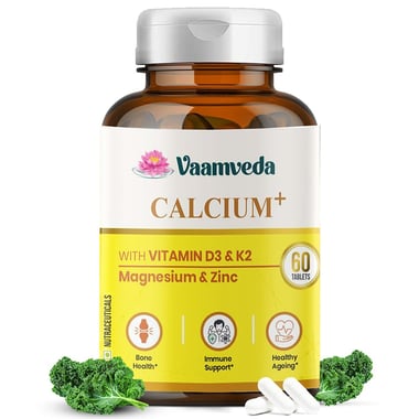 Vaamveda Calcium+ with Vitamin D3 & K2, 60 tablet(s) Unflavoured
