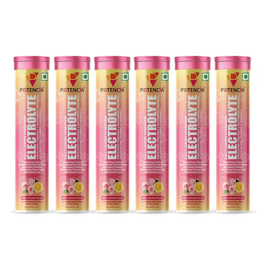 Potencia Electrolyte Effervescent,  15 tablet(s)  Rose Lemonade (Pack of 6) 