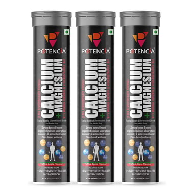 Potencia Calcium + Magnesium Effervescent, 15 tablet(s) Toffee Apple (Pack of 3)