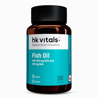 HealthKart HK Vitals Fish Oil 1000mg with 180mg EPA and 120mg DHA,  30 capsules 