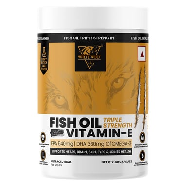 White Wolf Triple Strength Fish Oil with Vitamin E, 60 capsules