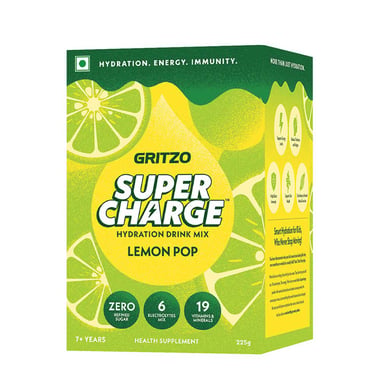 Gritzo Supercharge Hydration Drink Mix, 15 Piece(s)/Pack Lemon Pop