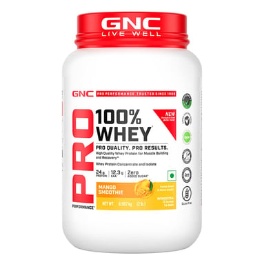 GNC Pro Performance 100% Whey Protein New Formulation,  2 lb  Mango Smoothie 