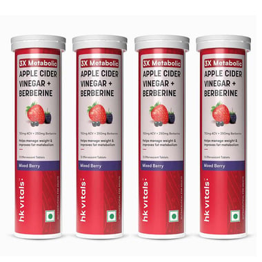 HealthKart HK Vitals 3x Metabolic ACV + Berberine Effervescent 60 Tabs Mixed Berry