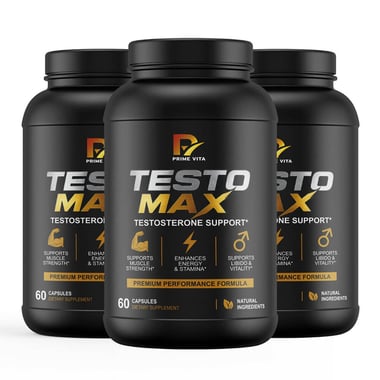 PRIME VITA Testo Max, 60 capsules Unflavoured (Pack of 3)