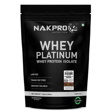 Nakpro Whey Platinum Whey Protein Isolate, 2.2 lb Cookies & Cream