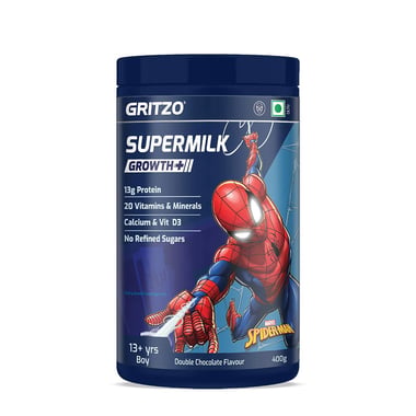Supermilk Gritzo Growth+ for Boy 13+ years, 400 g Double Chocolate (Spiderman)