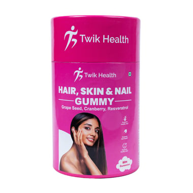 Twik Health Hair Skin & Nail Cranberry Grape Seed, 60 gummies