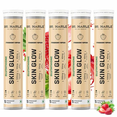 DR. HARLE Glutathione Skin Glow Effervescent, Strawberry (Pack of 5) 15 tablets