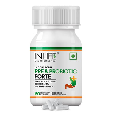 INLIFE Prebiotic and Probiotics Forte Supplement, 60 capsules Unflavoured