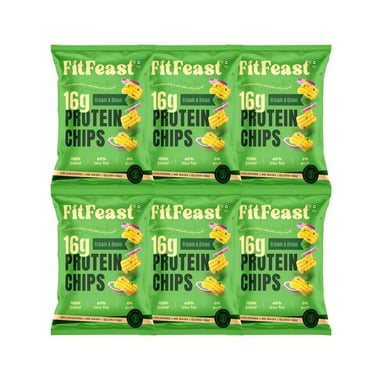 FitFeast Protein Chips, 60 g Cream & Onion (Pack of 6)
