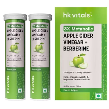 HealthKart HK Vitals 3x Metabolic ACV + Berberine Effervescent, 30 tablet(s) Green Apple