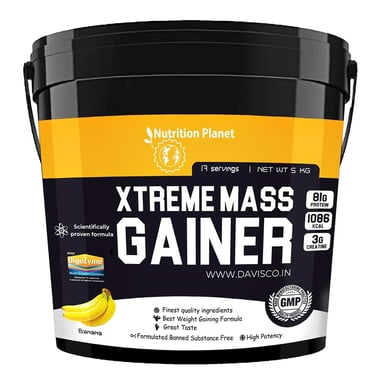 Nutrition Planet Xtreme Mass Gainer with Added DigeZyme, 11 lb Banana