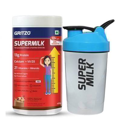Supermilk Height+ for Girl 13+ years 400g Cafe Mocha and Shaker Combo