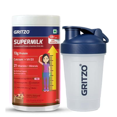 Supermilk Height+ for Girl 13+ years 400g Cafe Mocha and Shaker Combo
