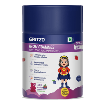 Gritzo Iron Gummies with Folic Acid and Vitamin C