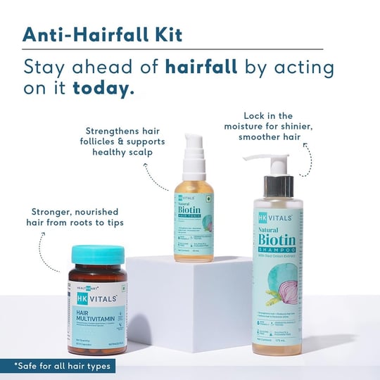 3 - HK Vitals Anti-Hairfall Kit (for Men) by HealthKart, 3 Piece(s)/Pack Combo