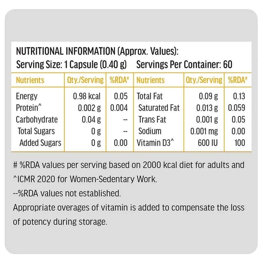HK Vitals Calcium & Vitamin D3 60 Caps Combo