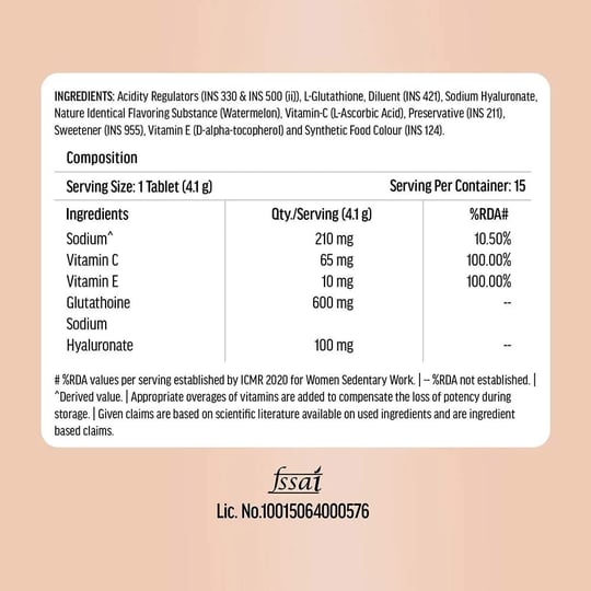 Glutathione Effervescent with Vitamin C 45 Tabs Assorted Flavours